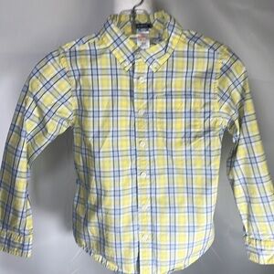 Gymboree slim fit button down dress shirt Light yellow/Light Blue‎ plaid Medium
